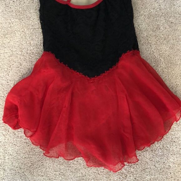 Women’s XS Black & Red Spanish practice ice skating dress kid’s 12/14 - Picture 8 of 10